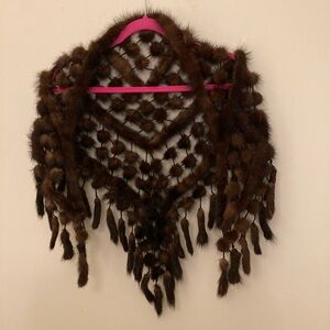 Elegant Brown Mink Fur Shawl